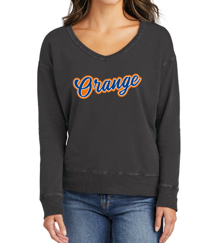 Ladies Beach Washed Dark Gray Sweatshirt