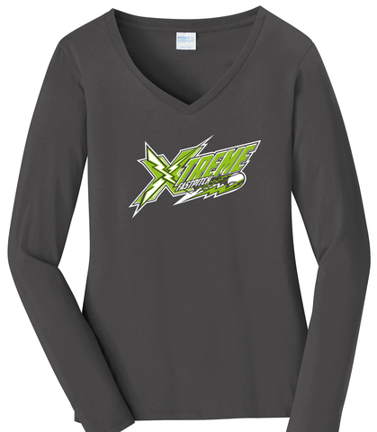Ladies Vneck Long Sleeve Tee