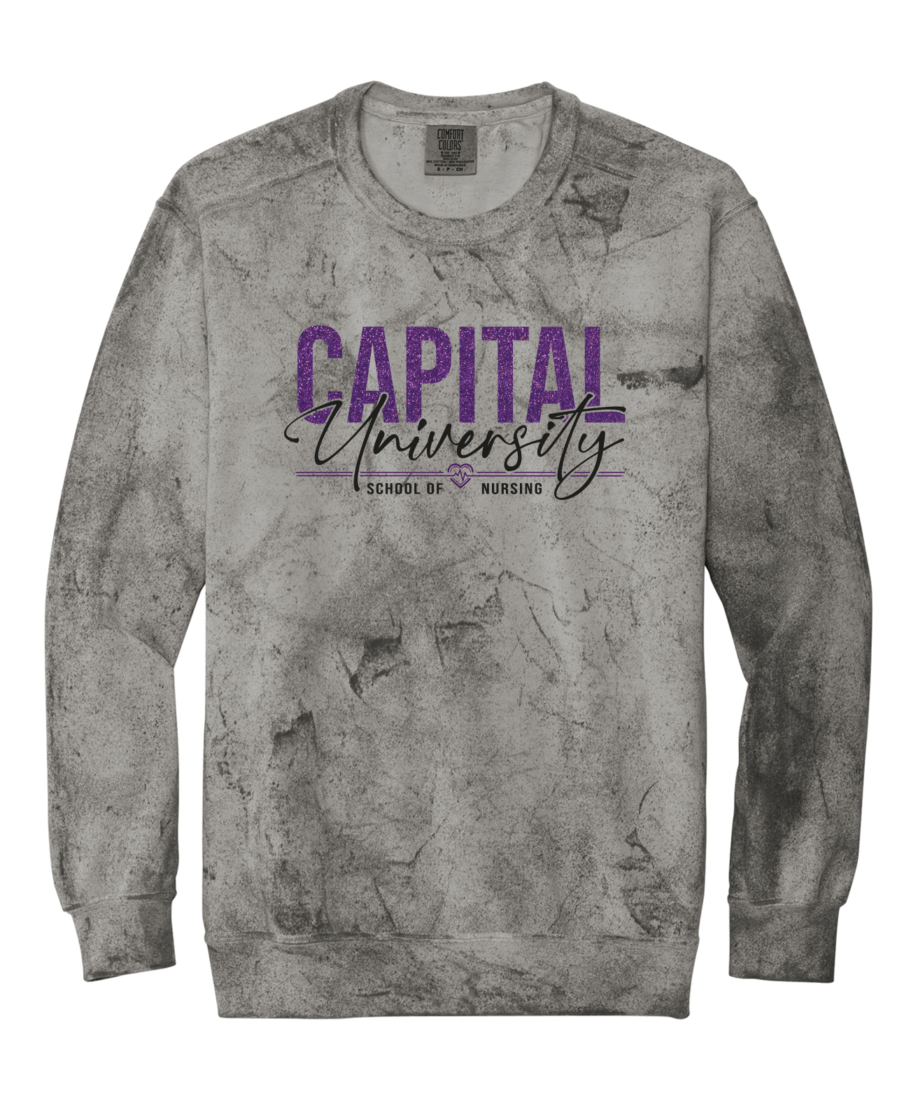 PURPLE GLITTER Classic Fit Cotton Crewneck Sweatshirt