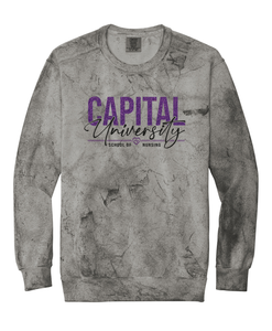 PURPLE GLITTER Classic Fit Cotton Crewneck Sweatshirt